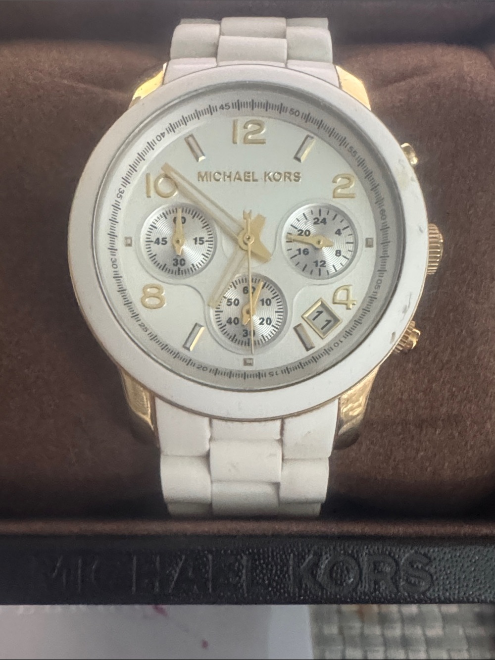 Michael Kors White and Gold Chronograph Bracelet Watch